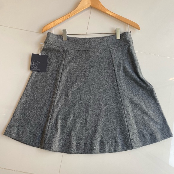 Grey Flare Cotton Side Zip Skirt Small - Picture 3 of 7